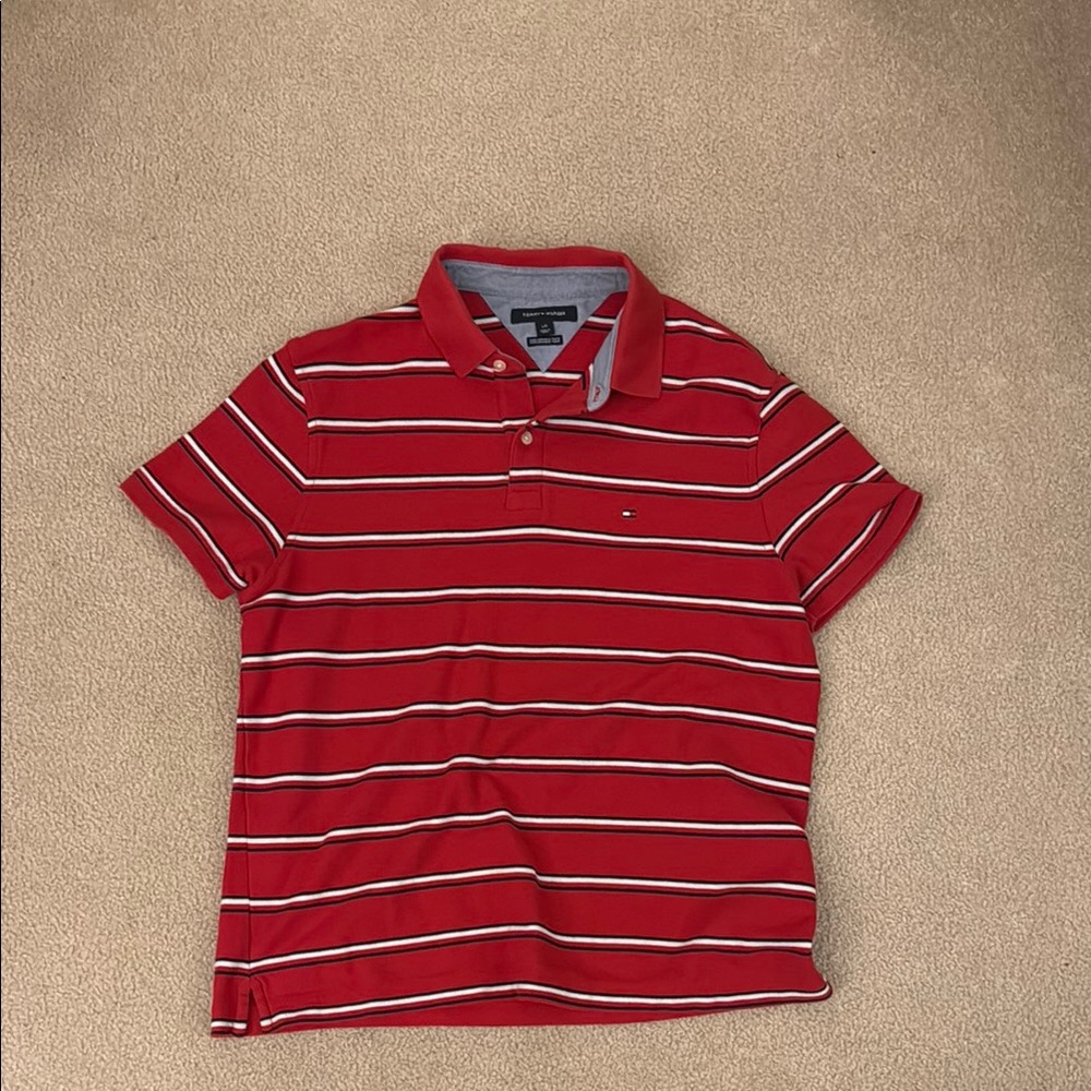 Tommy Hilfiger Red Striped Short Sleeve Tee